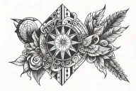 conceptual tattoo design with words and greek elements tattoo design idea