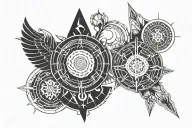 conceptual tattoo design with words and greek elements tattoo design idea