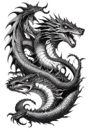 A basilisk, hydra, and a leviathan, 3 figures tattoo design idea