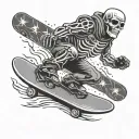 skeleton riding snowboard tattoo design idea