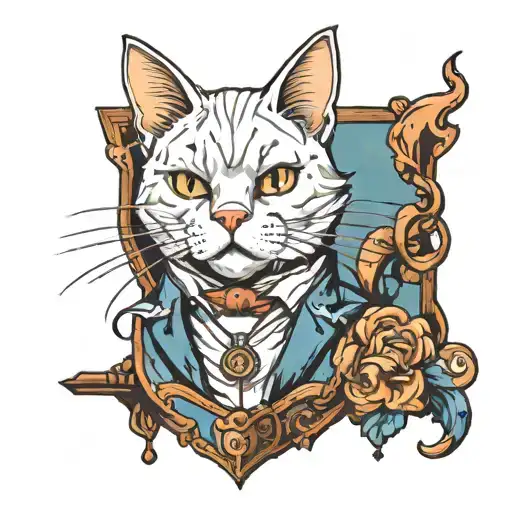 white cat tattoo design idea