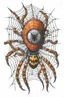 spider web, creepy smile, spider tattoo design idea