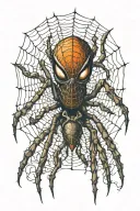 spider web, creepy smile, spider tattoo design idea