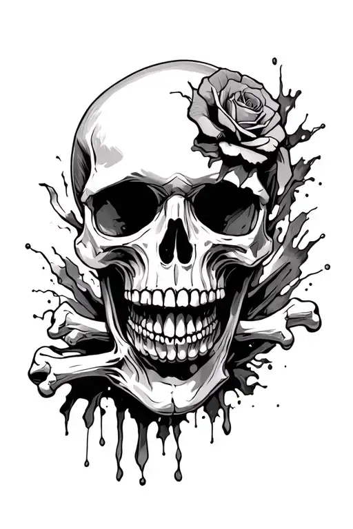 skull bones emerging tattoo design idea