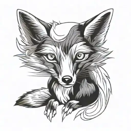 powers cunning fox sitting tattoo design idea