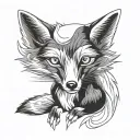 powers cunning fox sitting tattoo design idea
