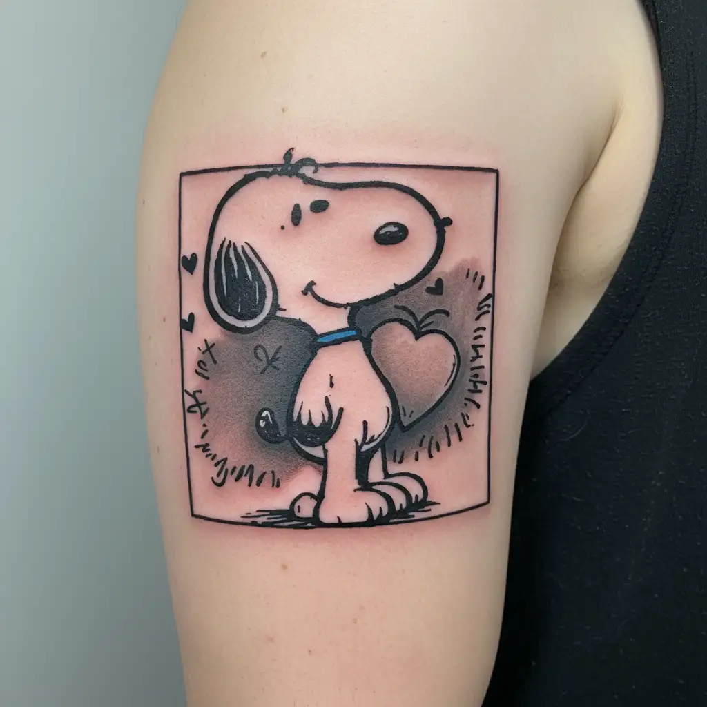 Snoopy with heart for dad  tattoo design idea