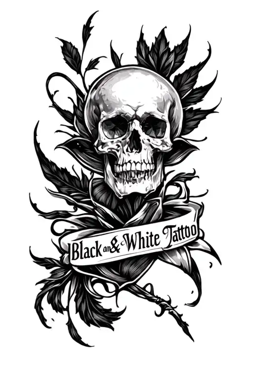 "Black and white metal tattoo" leg side cover up dark tattoo design featuring tattoo design idea