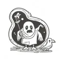 cartoon ghost holding tattoo design idea
