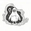 cartoon ghost holding tattoo design idea