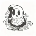 cartoon ghost holding tattoo design idea