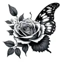 rose and butterfly tattoo design idea