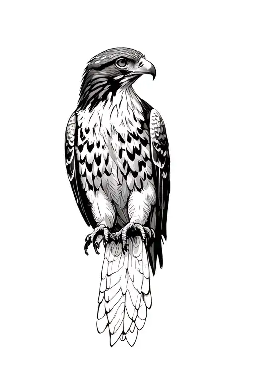 realistic red tailed hawk  tattoo design idea