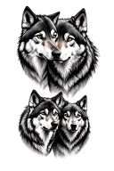 wolf pack mom dad son daughter tattoo design idea