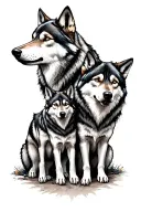wolf pack mom dad son daughter tattoo design idea