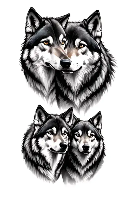 wolf pack mom dad son daughter tattoo design idea
