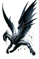 icurus falling backwards with a cybersiglism background  tattoo design idea