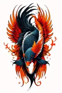 black koi head with phoenix wings tattoo design idea