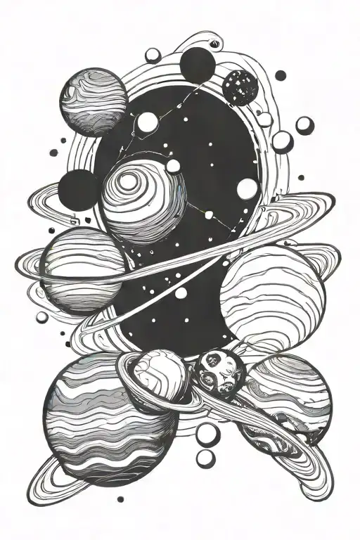 solar system tattoo design idea