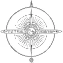 Flat earth, egyptian,, religious symbols incorporated tattoo design idea