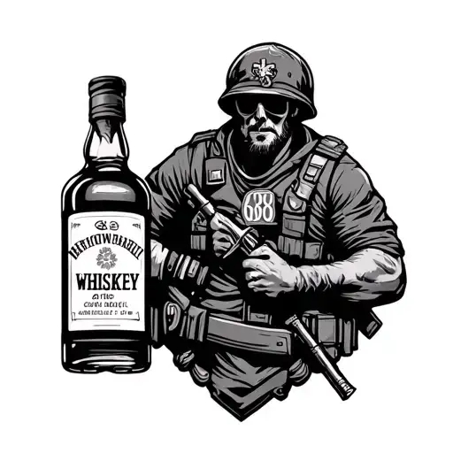i want a tatto for 68whiskey combat medic with whiskey bodel and combat medic logo incorporated  tattoo design idea