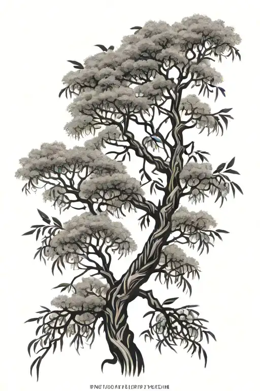 spine tattoo with branches of willow tree tattoo design idea