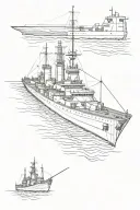 First World War Battleship tattoo design idea