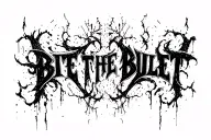 "Bite The Bullet" Brushstroke Expressive Raw Dark Lettering Blackwork Chaotic tattoo design idea