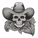 Mexican skull with sombrero tattoo design idea