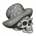 Mexican skull with sombrero tattoo design idea