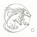 dragon wolf moon mother wife  tattoo design idea