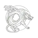 dragon wolf moon mother wife  tattoo design idea