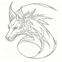 dragon wolf moon mother wife  tattoo design idea