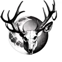 deer skull moon tattoo design idea