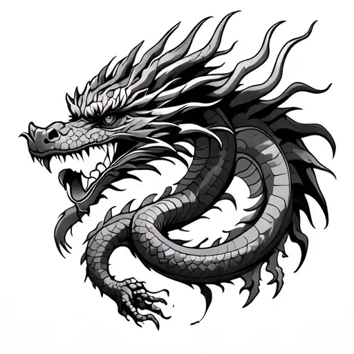 American traditional style tattoo dragon tattoo design idea