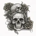 skull with a girl trapped inside repesenting a girl trapped in her own mind  tattoo design idea