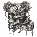 skull with a girl trapped inside repesenting a girl trapped in her own mind  tattoo design idea
