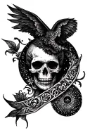 gothic tattoo long wo cover the whole leg, no background tattoo design idea
