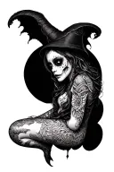 gothic tattoo long wo cover the whole leg, no background tattoo design idea