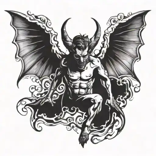 devil spreading wide wings spread tattoo design idea