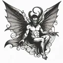 devil spreading wide wings spread tattoo design idea