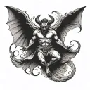 devil spreading wide wings spread tattoo design idea