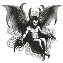 devil spreading wide wings spread tattoo design idea