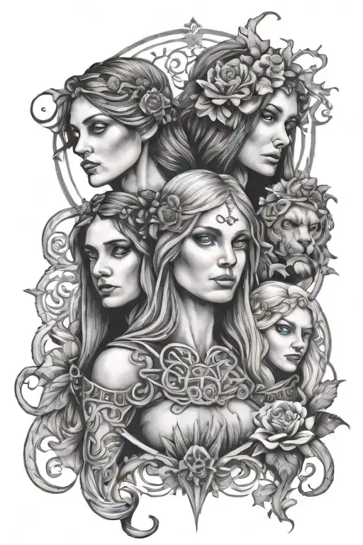 Maiden, Mother, Crone tattoo design idea