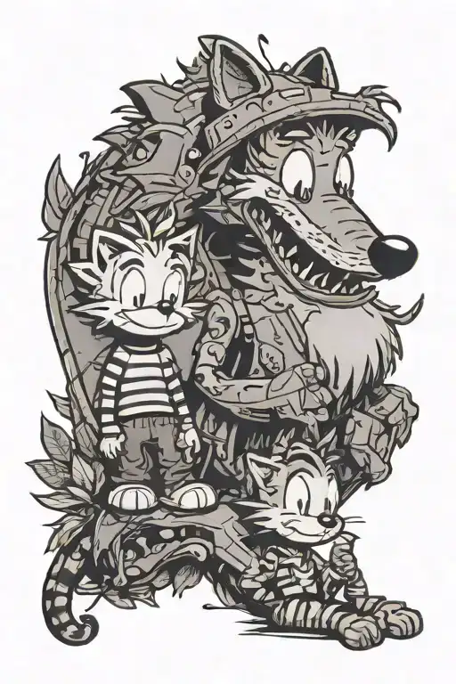 calvin and hobbes tattoo design idea