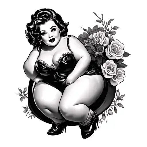 chubby pin up girl tattoo design idea