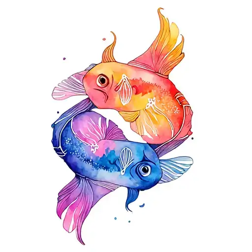 Gemini and Pisces zodiac sign tattoo design idea
