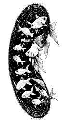 "What… What?!" goldfish swim in circle tattoo design idea