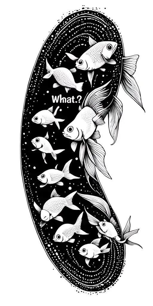 "What… What?!" goldfish swim in circle tattoo design idea