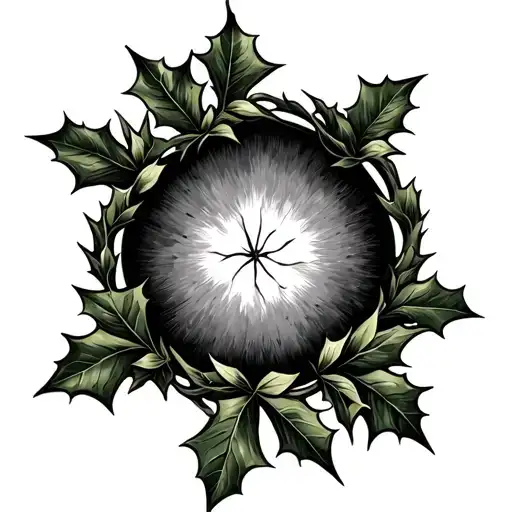 Holly branch half circle around knee tattoo tattoo design idea